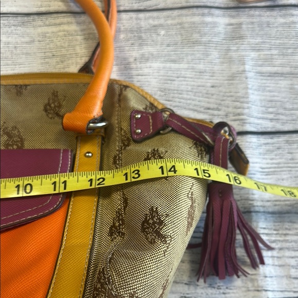 U.S. Polo Assn. Signature Canvas Satchel with Orange Leather Trim - Picture 6 of 8